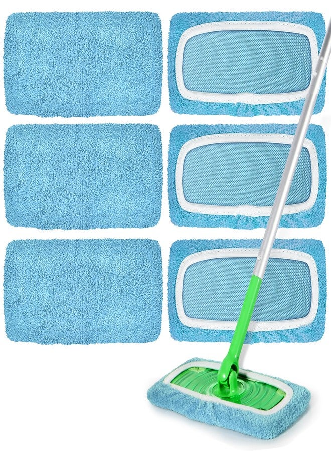 Vowanop Reusable Mop Pads Compatible with Swiffer Sweeper Mop, Microfiber Mop Pads for Wet & Dry Use, Swiffer Reusable Mop Pad Refill for Floor Cleaning, 6 Pack Blue - Image 1
